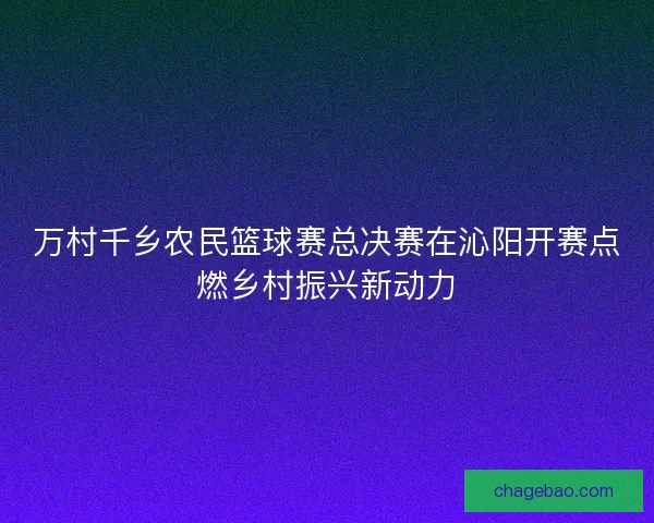 万村千乡农民篮球赛总决赛在沁阳开赛点燃乡村振兴新动力